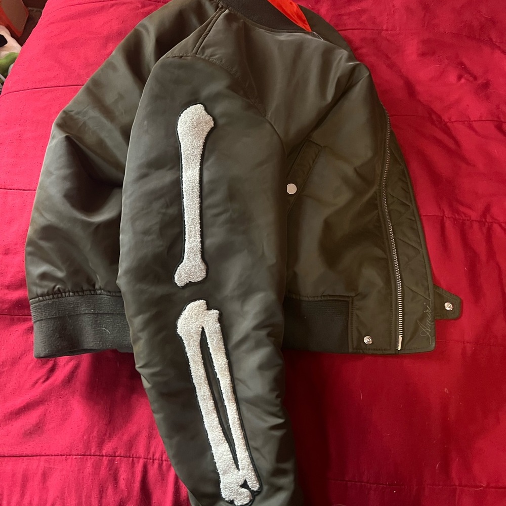 Amiri Bones appliqué logo-embroidered bomber jacket